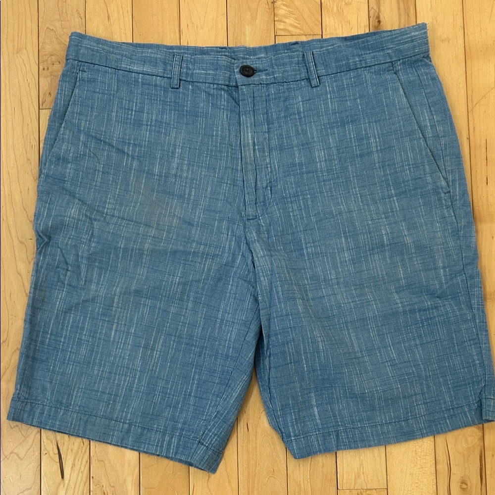 Perry Ellis Light Blue Textured Flat-Front Shorts